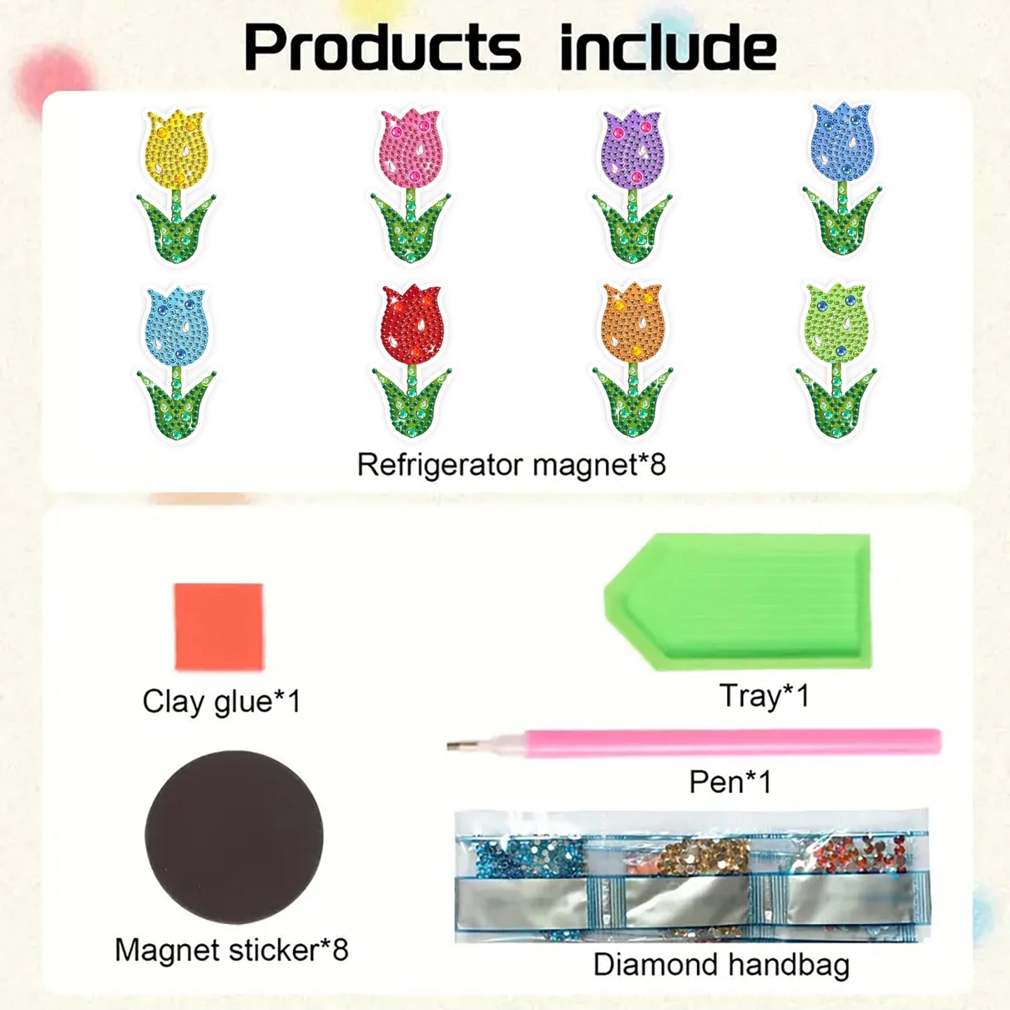 8pcs/Set Diamond Painting Magnets for Refrigerator Diamond Art Fridge Magnets for Adults Diamond Art Refrigerator Magnets Kits