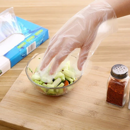 100/200pcs Disposable Gloves Boxed Extraction Kitchen Food Grade PE Hygiene Environmental Protection Catering Household Use