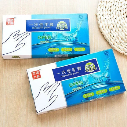 100/200pcs Disposable Gloves Boxed Extraction Kitchen Food Grade PE Hygiene Environmental Protection Catering Household Use