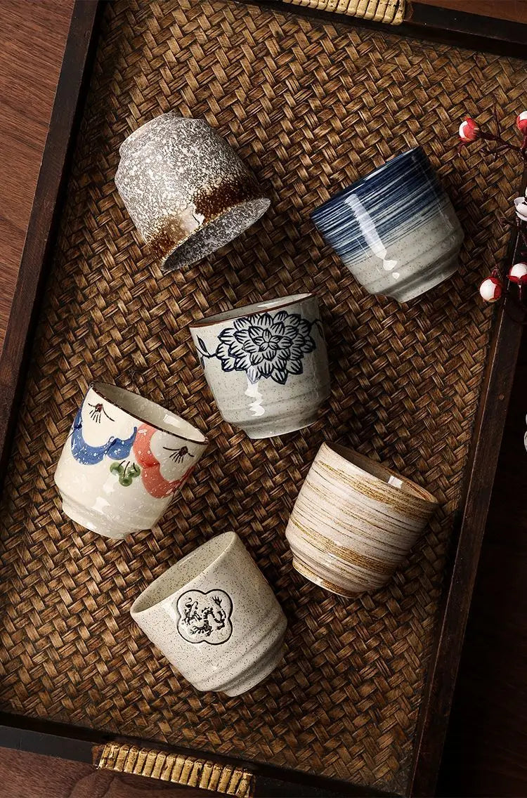 Japanese style Hefeng hand-painted ceramic tea cup, wine cup, small size drinking cup, hotel heat-resistant thickened home tea