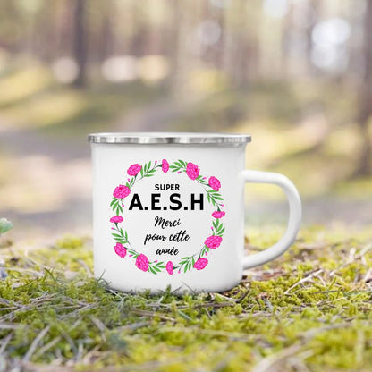 Merci Aesh Print Mugs Creative Coffee Cups Drinks Water Enamel Cup School Handle Drinkware Best Graduation Thanks Gifts for Aesh