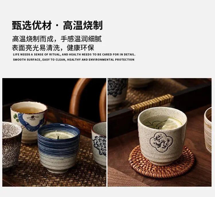 Japanese style Hefeng hand-painted ceramic tea cup, wine cup, small size drinking cup, hotel heat-resistant thickened home tea