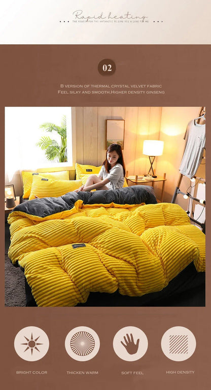Soft Warm Plush Duvet Cover Winter 220x240 Velvet Fleece Couple Quilt Cover Double Bed Luxury Bedding Set Queen King Size