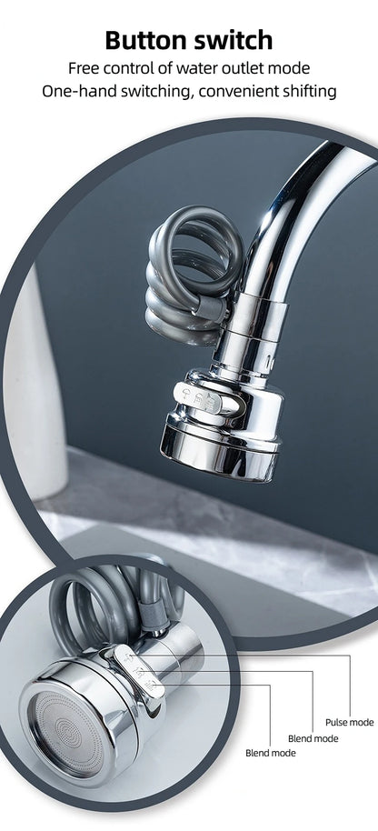 3 Modes Sink Faucet 360 Degree Rotation Filter Extension Tube Shower Water Saving Tap Universal Kitchen Gadgets Accessories
