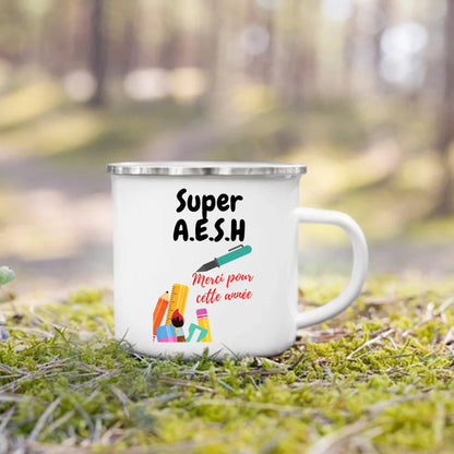 Merci Aesh Print Mugs Creative Coffee Cups Drinks Water Enamel Cup School Handle Drinkware Best Graduation Thanks Gifts for Aesh