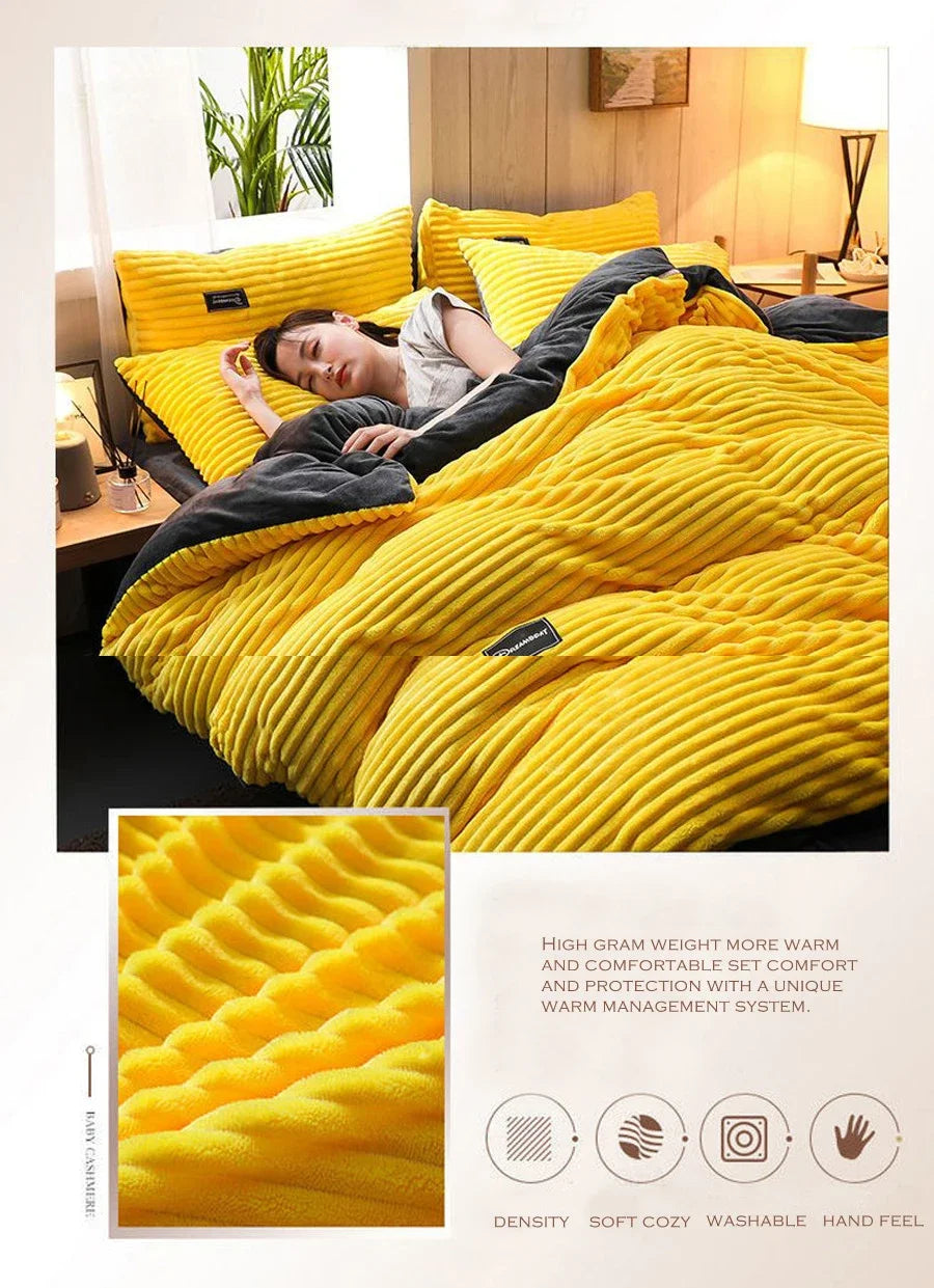 Soft Warm Plush Duvet Cover Winter 220x240 Velvet Fleece Couple Quilt Cover Double Bed Luxury Bedding Set Queen King Size
