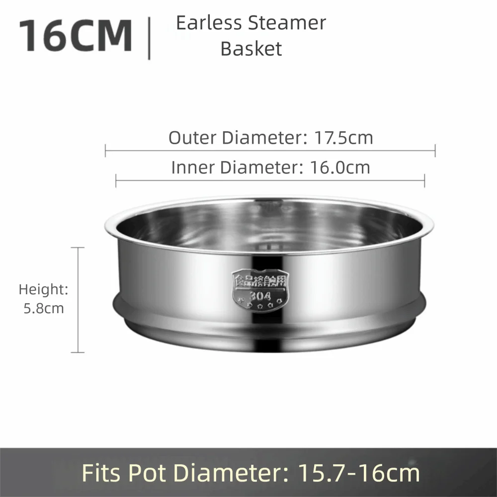 304 Stainless Steel Steamer Basket 16-32cm Thickened Pot Steaming Grid Safe Material Thicken Strainer Food Steam Rack