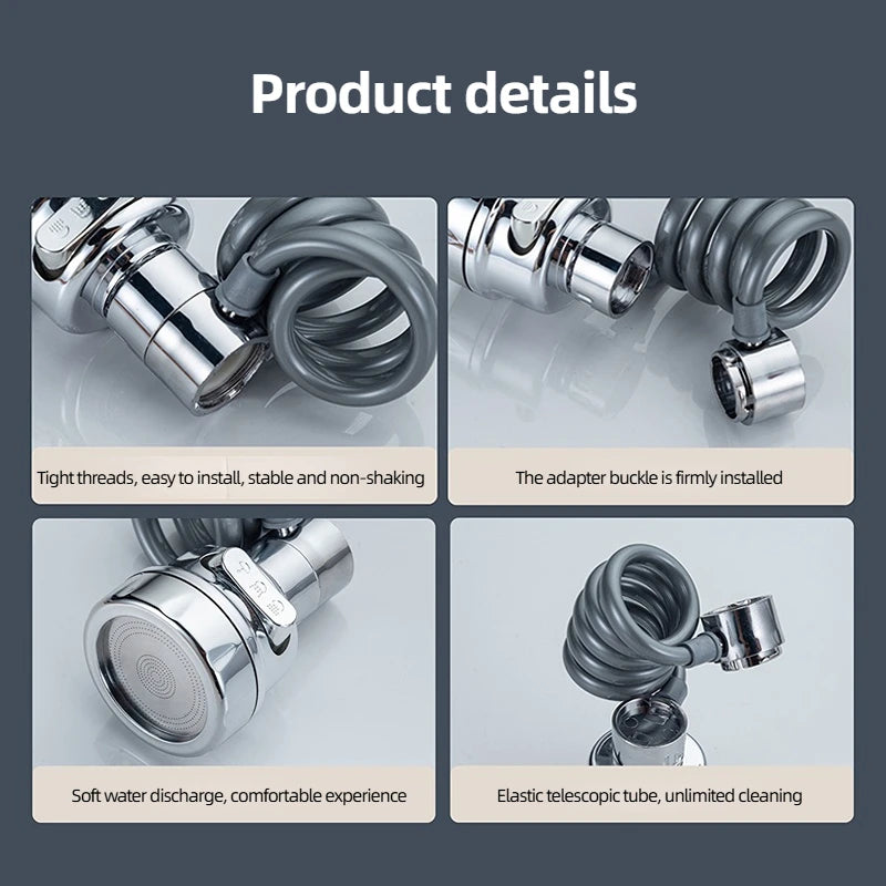 3 Modes Sink Faucet 360 Degree Rotation Filter Extension Tube Shower Water Saving Tap Universal Kitchen Gadgets Accessories