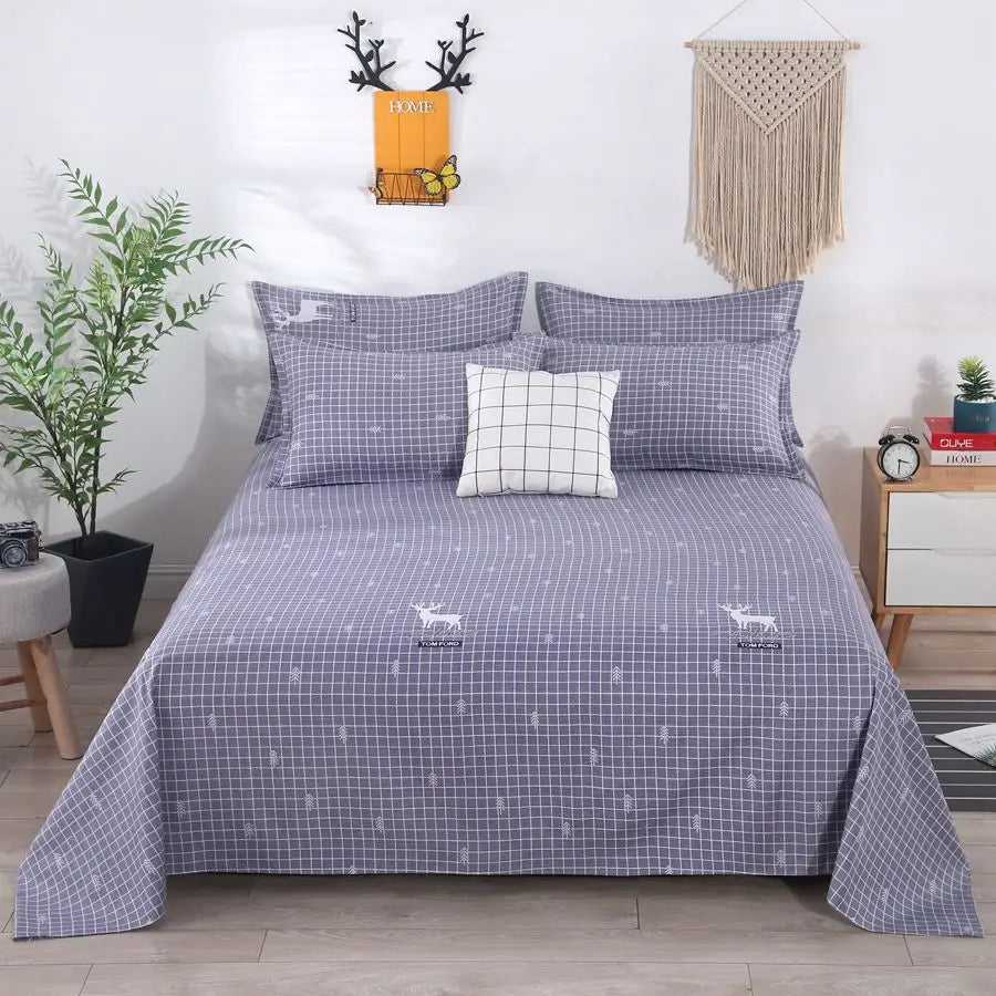 3pcs/Set Home Textile Bed Sheet Set with Pillowcases Cotton Material Lovers Home Room Bedding Flat Sheet Bed Sheet Set