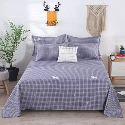 3pcs/Set Home Textile Bed Sheet Set with Pillowcases Cotton Material Lovers Home Room Bedding Flat Sheet Bed Sheet Set