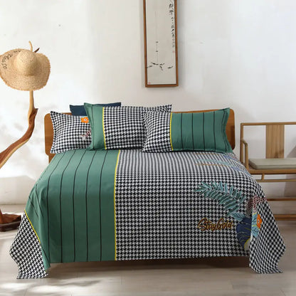 3pcs/Set Home Textile Bed Sheet Set with Pillowcases Cotton Material Lovers Home Room Bedding Flat Sheet Bed Sheet Set