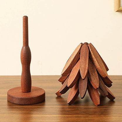 Christmas Tree Coaster Set Foldable Wood Trivet for Hot Pots/Pans/Bowls Xmas Table Decor for Kitchen Dining Room Restaurant Gift