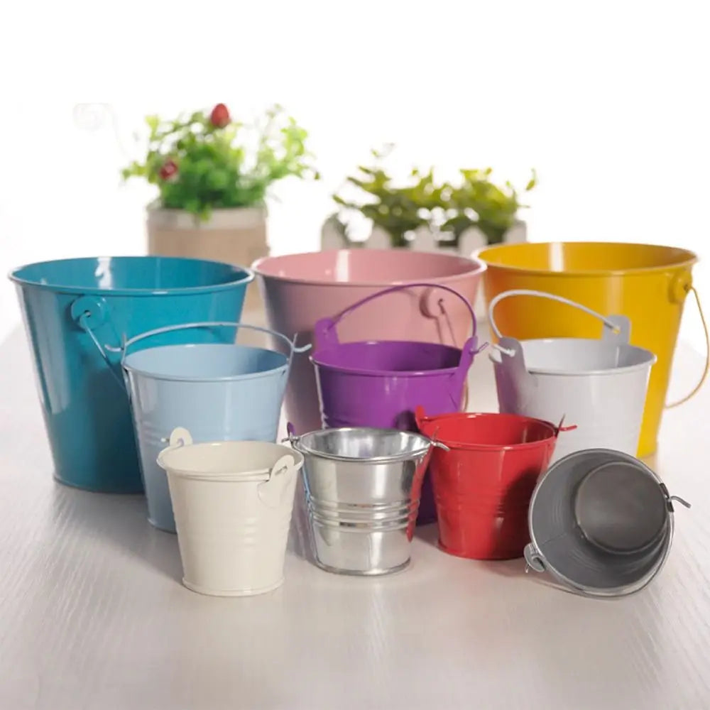 Hook Flower Pot Wrought Iron Flower Barrel Balcony Pots Planters Wall Hanging Bucket Pot Decorative Flower Pot Garden Supplies