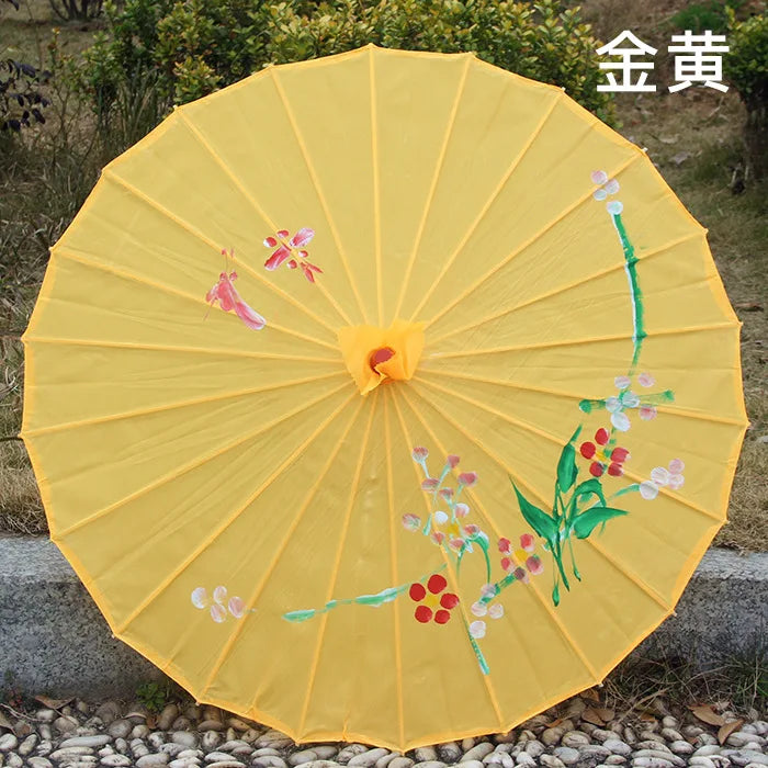 1pcs Chinese art umbrella bamboo frame silk parasol for wedding birthday party bride bridemaid hand-painted flower design