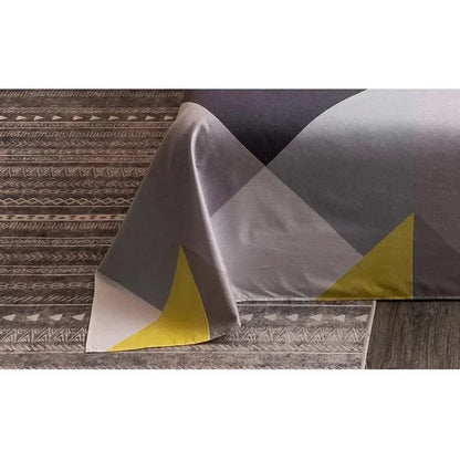 Geometry printed flat bed sheet set couple 2 people super cozy luxury double bed bedsheet single double queen king size