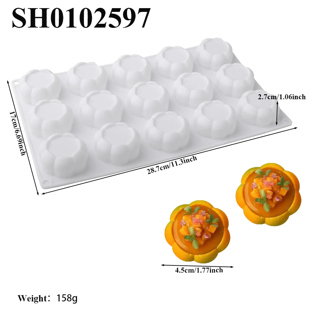 Chrysanthemum Cocoa Bean Pudding Cup Cherry Blossom Design Silicone Cake Mold Chocolate Mould Kitchen Dessert Decorating Tools