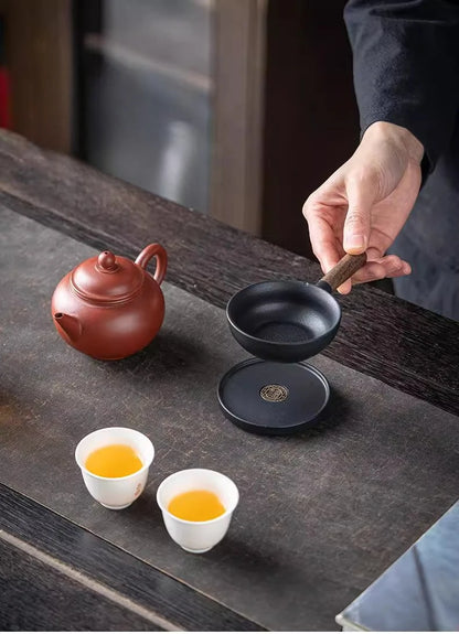 Sandalwood Handle Tea Strainer Black and White Tea Filter Ceramic Filter Tea Ceremony Accessories Teaset Supplies