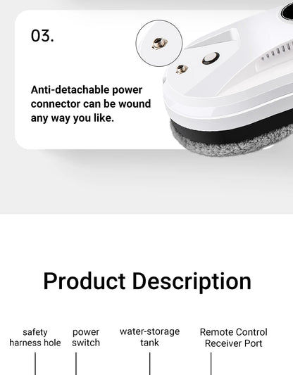 DIVEDEER Window Cleaning Robot  High Suction Intelligent Electric Window Cleaner Water Jet Vacuum Cleaner