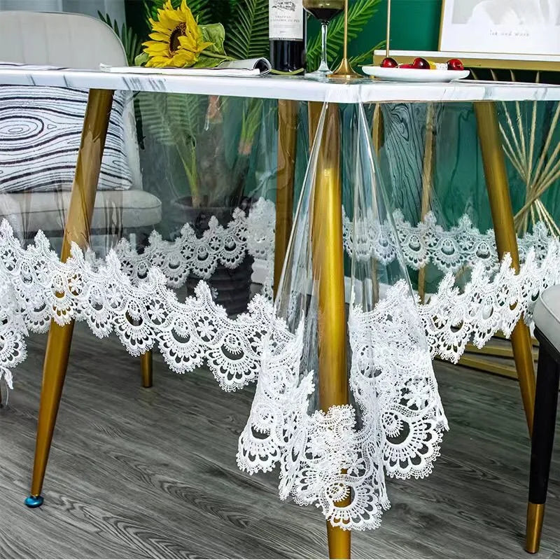 New Transparent PVC Dining Table Cloth Waterproof Washable Plastic Tablecloth Rectangular Round Soft Glass Tea Table Cover Mat