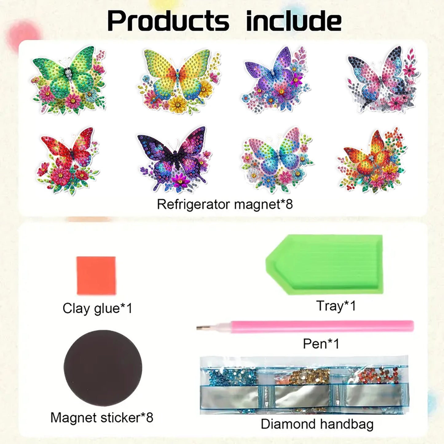 8pcs/Set Diamond Painting Magnets for Refrigerator Diamond Art Fridge Magnets for Adults Diamond Art Refrigerator Magnets Kits