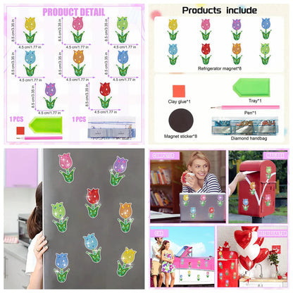 8pcs/Set Diamond Painting Magnets for Refrigerator Diamond Art Fridge Magnets for Adults Diamond Art Refrigerator Magnets Kits