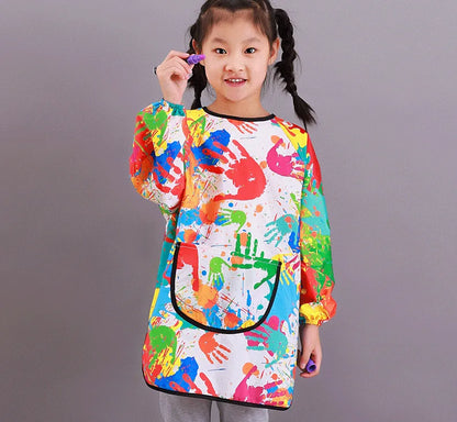 Kids Painting Waterproof Long Sleeved Cover Kindergarten Art Painting Smock Reverse Dressing Gown Baby Eating Bib Children Apron