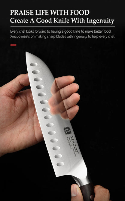 XINZUO 1-5PCS Stainless Steel Knives Set GERMANY 1.4116 Steel Chef Bread Utility Santoku Petty Knives Cooking Tools Ebony Handle