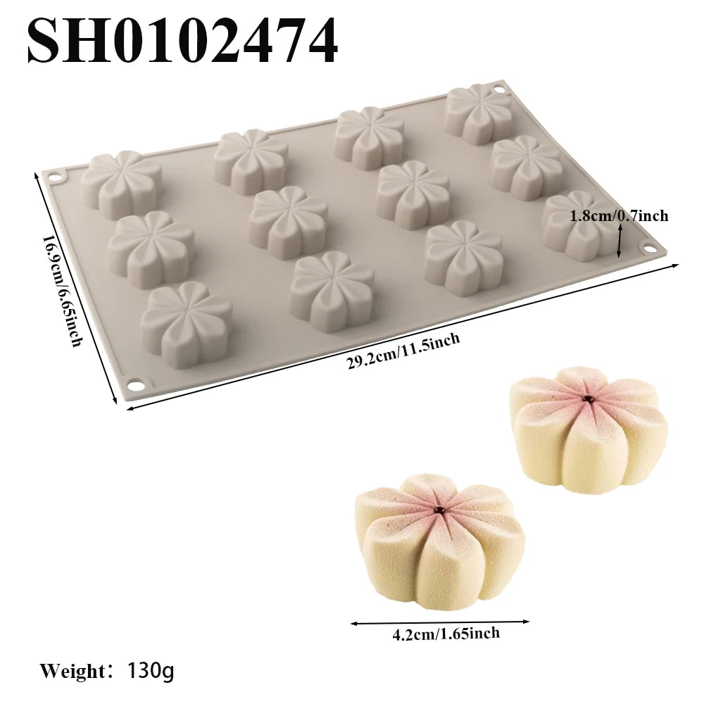 Chrysanthemum Cocoa Bean Pudding Cup Cherry Blossom Design Silicone Cake Mold Chocolate Mould Kitchen Dessert Decorating Tools