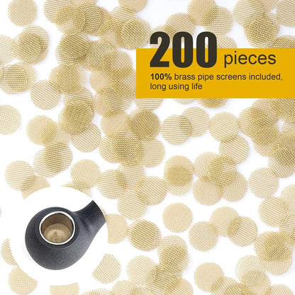 Scotte 200pcs Brass Pipe Screens,Metal Pipe Filter Screen with Storage Box,12.7mm(0.5in),19.05mm(0.75in)