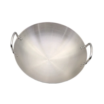 Stainless Steel Double Ear Chef Fry Wok Gas Cooker Traditional Handmade Pot Non Coating Woks