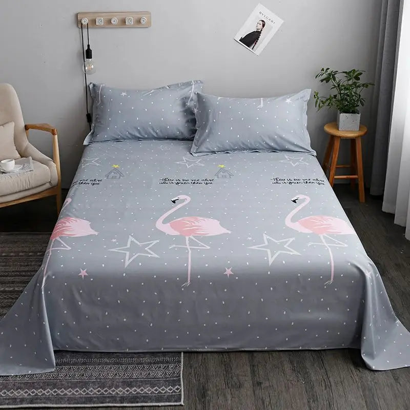 Geometry printed flat bed sheet set couple 2 people super cozy luxury double bed bedsheet single double queen king size