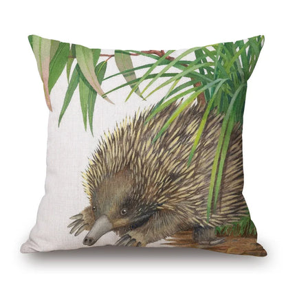 Australian Native Local Birds And Plants Cushion Cover Kookaburra Possum Gumleaves Gumnuts Floral Print Pillow Case
