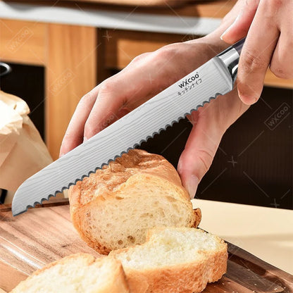 WXCOO Santoku Knife Set Japanese Butcher Carving Bread Fruit Meat Cleaver Boning High Carbon Steel Kitchen Knives