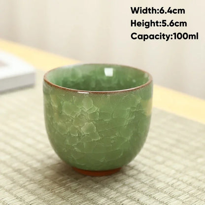 Ice Cracking Style Ceramic Tea Cup,Pottery Espresso Coffee Cups,Porcelain Kung Fu Teacup,Ceramics Sake Mug,Tea Bowl,Wholesale