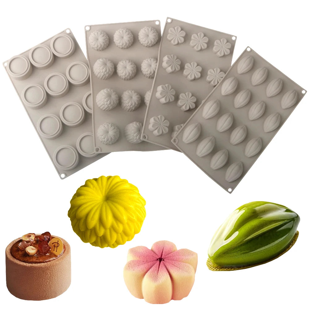 Chrysanthemum Cocoa Bean Pudding Cup Cherry Blossom Design Silicone Cake Mold Chocolate Mould Kitchen Dessert Decorating Tools