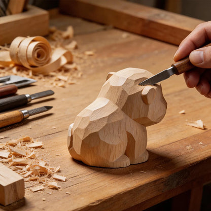 Cute Handmade Decorative Wooden Tiger Figurine Mini Animal Ornament Statue Carving Home Room Desktop accessories Decor Gift
