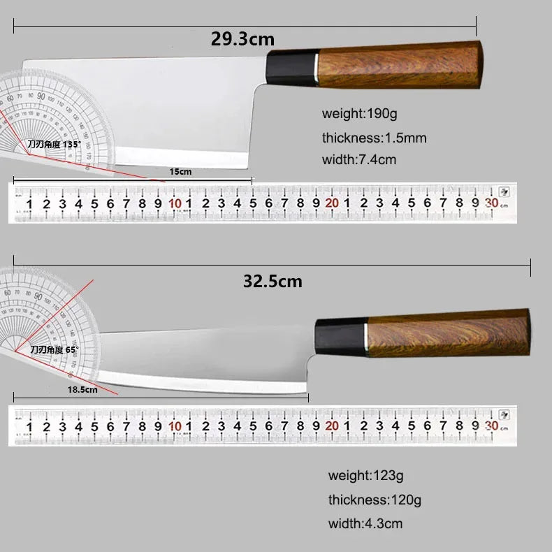 Japanese Chef's Knife Sushi Sashimi Knife Stainless Steel Kitchen Slicing Nakiri Knife 5Cr15 Blade Wood Handle Kitchen Tools