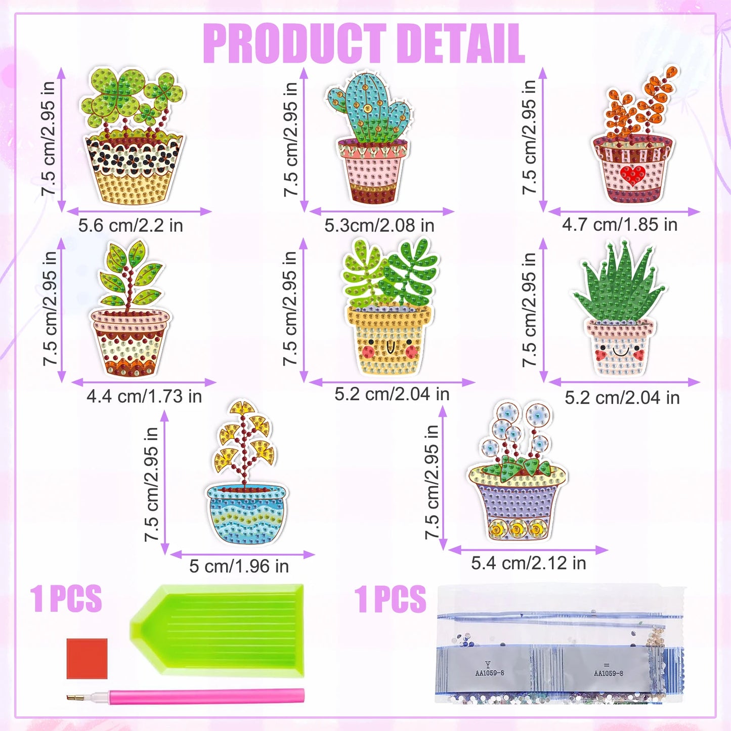 8pcs/Set Diamond Painting Magnets for Refrigerator Diamond Art Fridge Magnets for Adults Diamond Art Refrigerator Magnets Kits