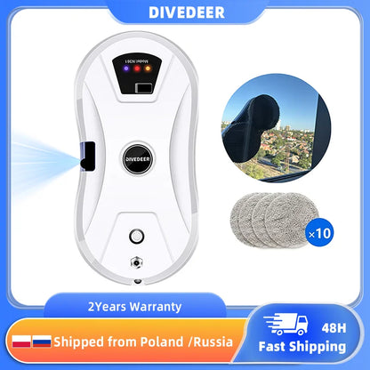 DIVEDEER Window Cleaning Robot  High Suction Intelligent Electric Window Cleaner Water Jet Vacuum Cleaner