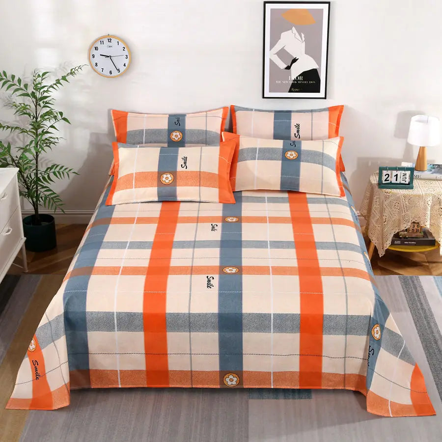 3pcs/Set Home Textile Bed Sheet Set with Pillowcases Cotton Material Lovers Home Room Bedding Flat Sheet Bed Sheet Set