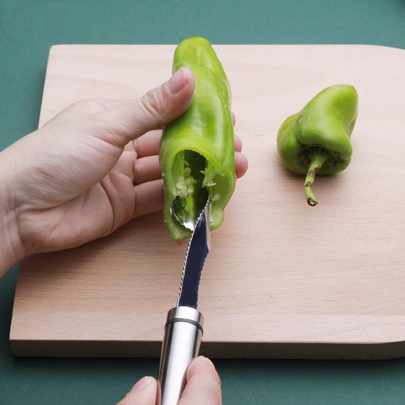Stainless Steel Cut Pepper To Core Household Tiger Skin Green Pepper Seeded Vegetable Slicer Tomato Core Remover Deseeder Tool
