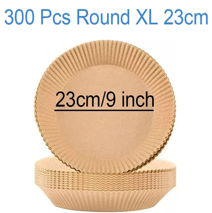 Large 23cm Air Fryer Disposable Paper Liner Non-stick Airfryer Parchment Special Baking Paper for 3-10QT Cooking/Steaming Basket