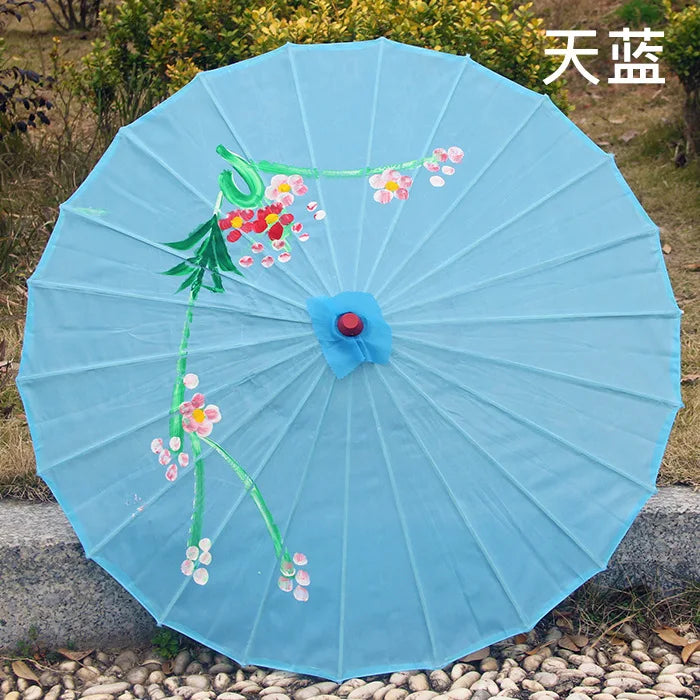 1pcs Chinese art umbrella bamboo frame silk parasol for wedding birthday party bride bridemaid hand-painted flower design