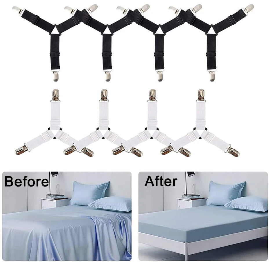 Home Adjustable Elastic Bed Sheet Fixing Clip Sofa Mattress Cover Corner Holder Clip Fastener Mattress Feets Organize Gadgets