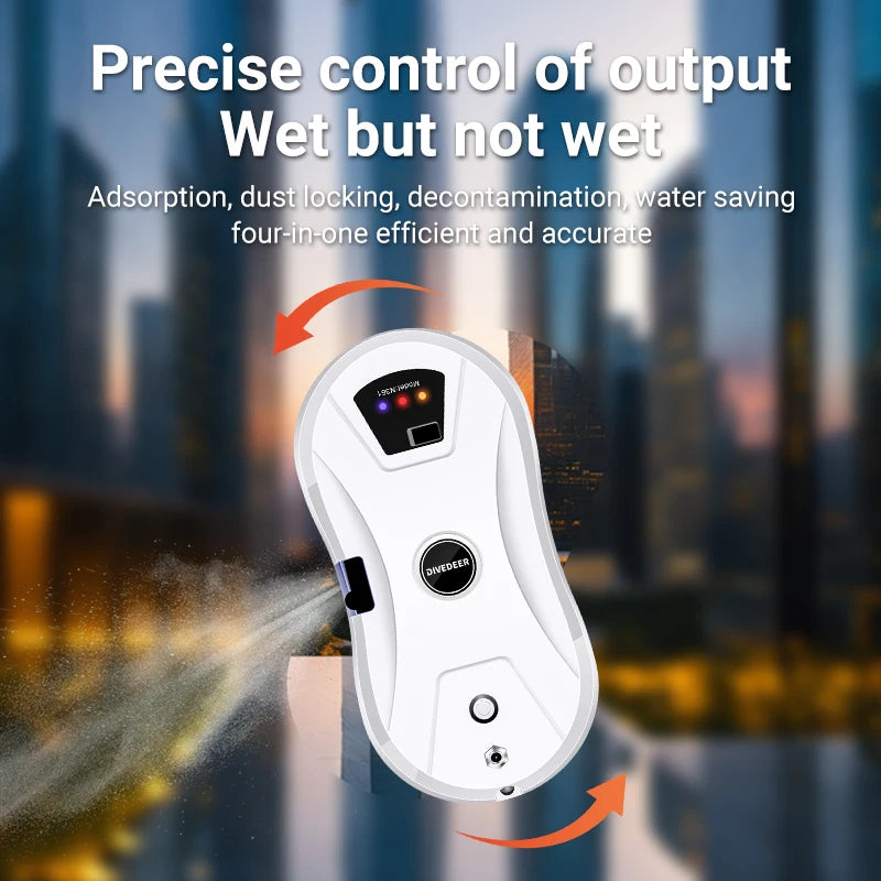 DIVEDEER Window Cleaning Robot  High Suction Intelligent Electric Window Cleaner Water Jet Vacuum Cleaner