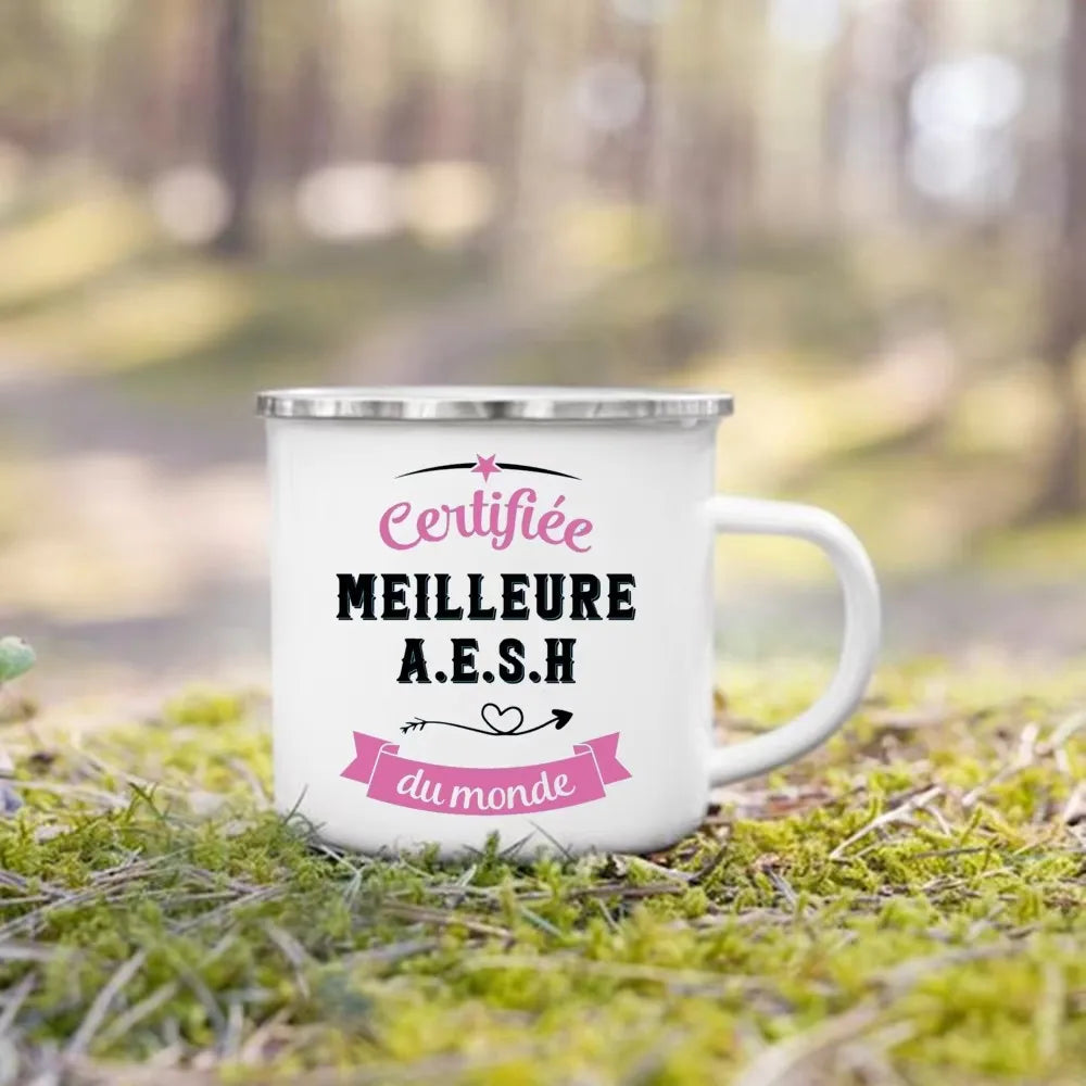 Merci Aesh Print Mugs Creative Coffee Cups Drinks Water Enamel Cup School Handle Drinkware Best Graduation Thanks Gifts for Aesh