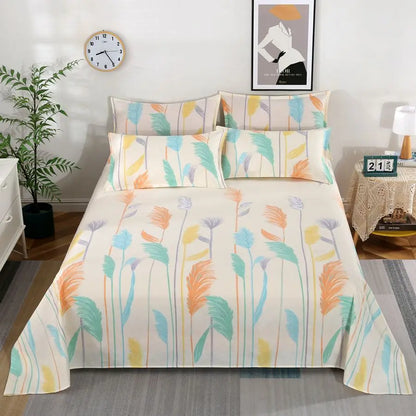 3pcs/Set Home Textile Bed Sheet Set with Pillowcases Cotton Material Lovers Home Room Bedding Flat Sheet Bed Sheet Set