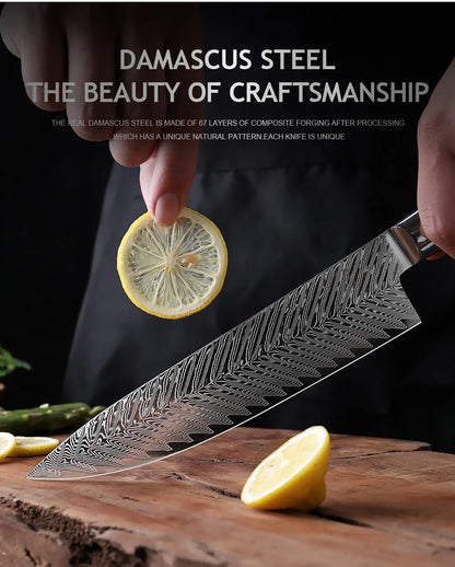 XITUO Luxury Damascus Kitchen Knife Set Japan Chef Santoku Knife Cleaver Paring Bread Knife Featured Resin Synthesis Handle