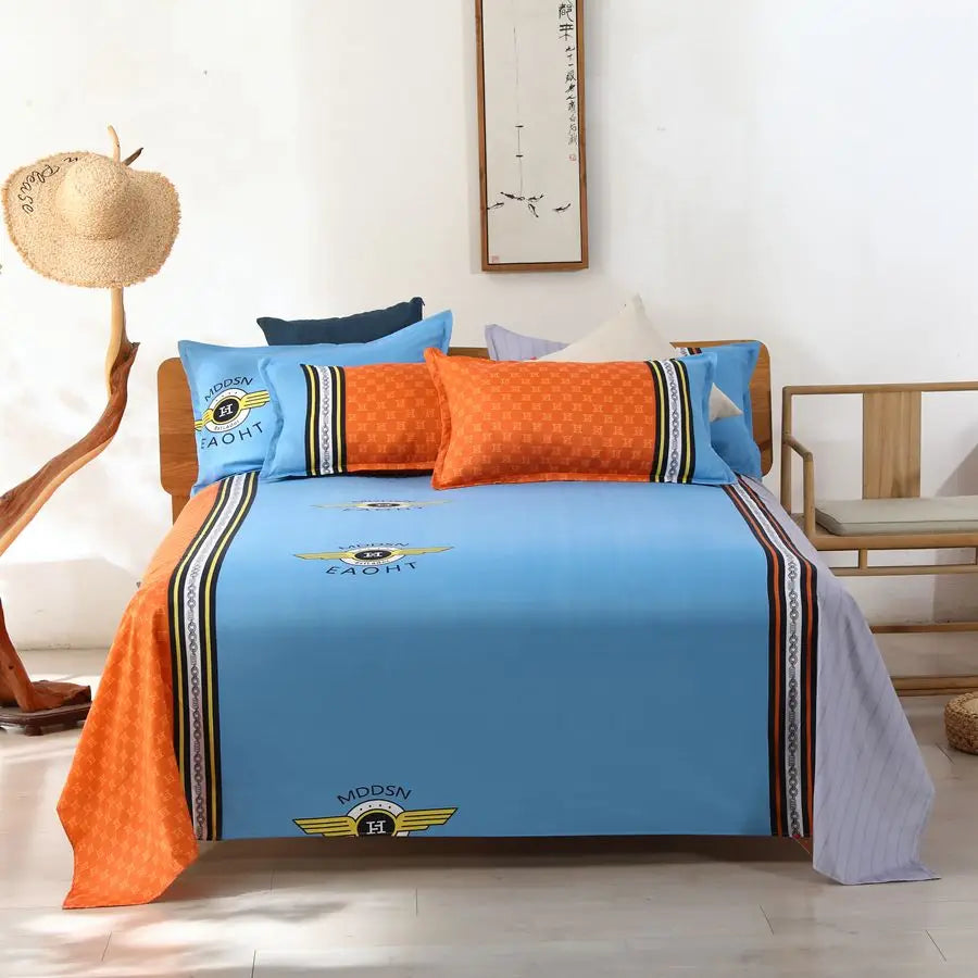 3pcs/Set Home Textile Bed Sheet Set with Pillowcases Cotton Material Lovers Home Room Bedding Flat Sheet Bed Sheet Set