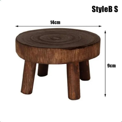 Wooden Plant Stand Flower Pot Base Holder Stool Indoor Outdoor Garden Succulent Pots Tray Flower Display Plant Stand SmallStool